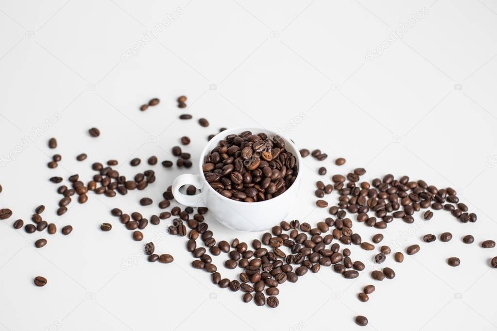 cup with coffee beans