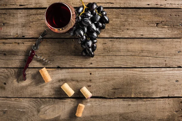 Egy pohár vörösbor és szőlő — Stock Fotó