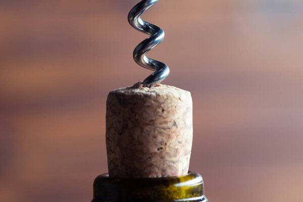 wine bottle with corkscrew