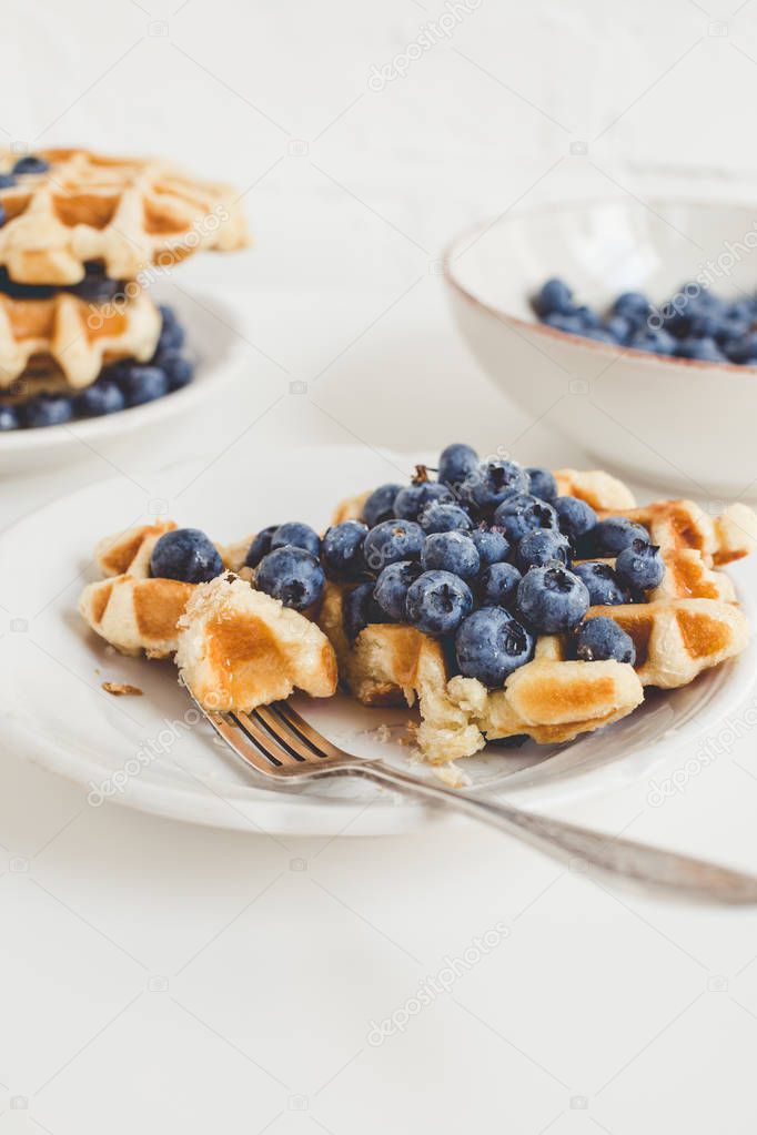 composition of waffles and blueberries