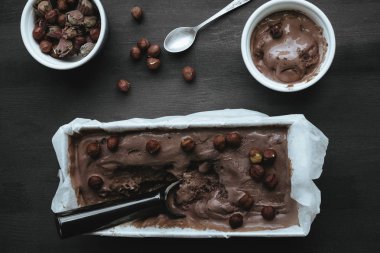 chocolate ice cream with hazelnuts clipart
