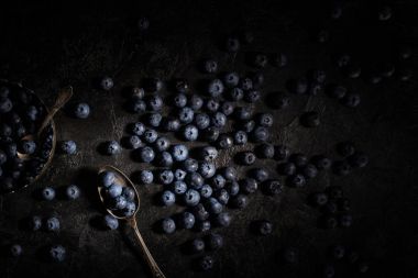 blueberries and vintage cutlery  clipart