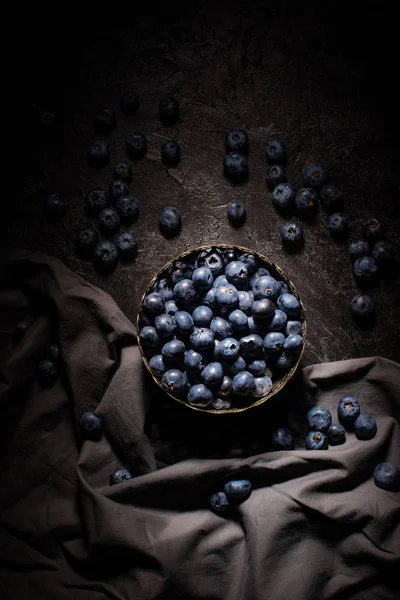 Blueberries in vintage bowl — Stock Photo, Image