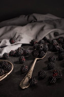 blackberries and vintage cutlery clipart
