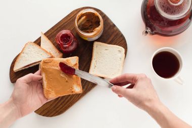 toasts with jam and peanut butter clipart