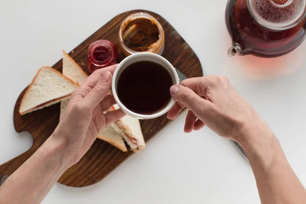 Toasts with jam and peanut butter — Stock Photo, Image