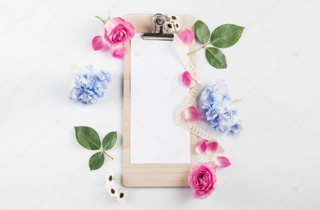 blank card with flowers