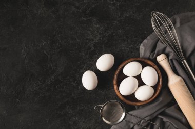 raw eggs and kitchen utensisl clipart