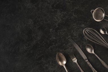 vintage silverware and baking utensils  clipart