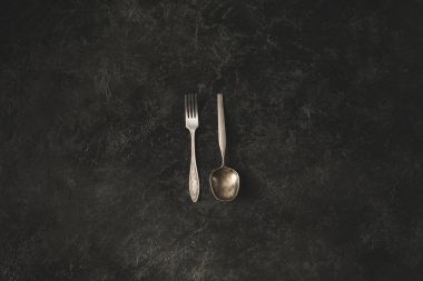 antique fork and spoon clipart