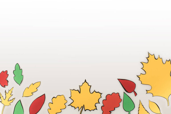 composition of drawn autumnal leaves