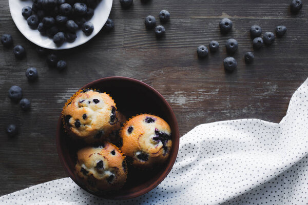 delicious cupcakes with blueberries