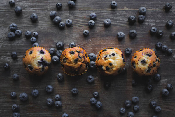 delicious cupcakes with blueberries
