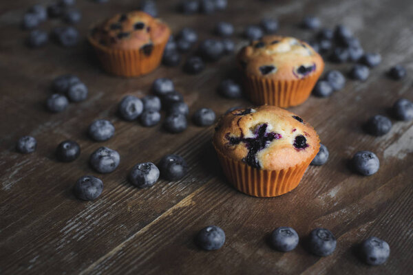 delicious cupcakes with blueberries