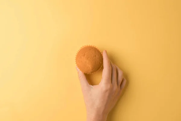 Hånd holder Muffin – stockfoto