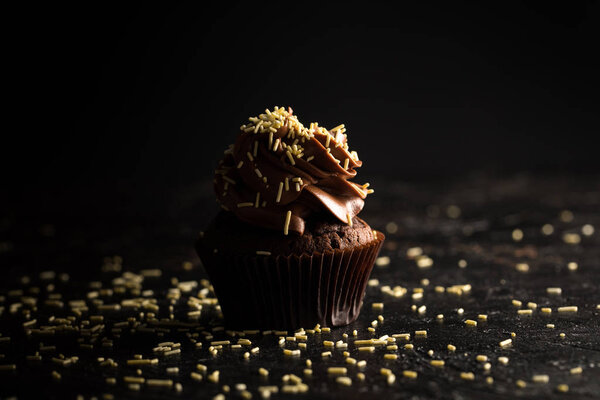 Шоколадный кекс с брызгами
