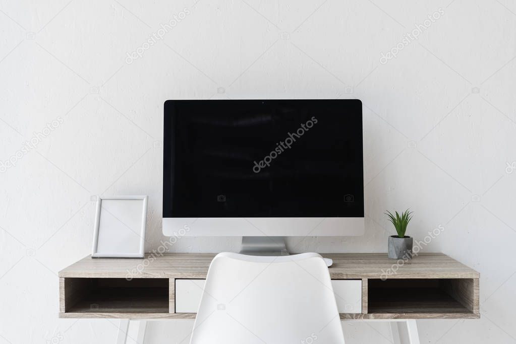 workplace with computer in modern office