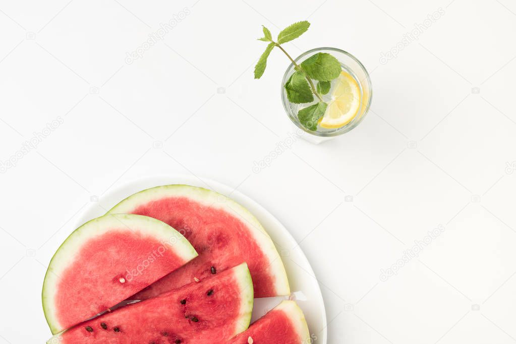 watermelon and lemonade in glass