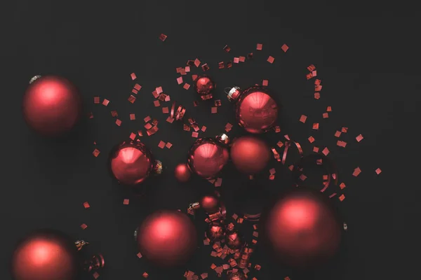 Christmas balls and confetti — Stock Photo, Image