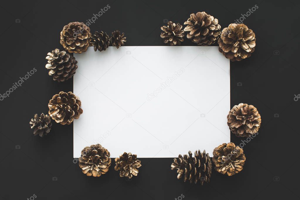 pine cones with blank card