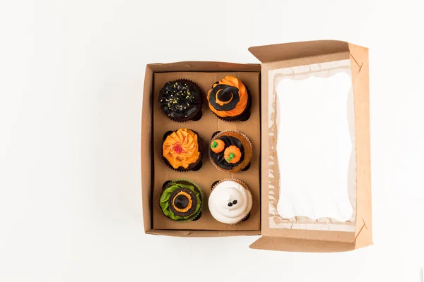 Halloween cupcakes in box — Stock Photo, Image