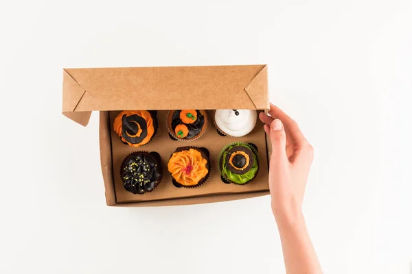 Cupcakes de Halloween en caja — Foto de Stock