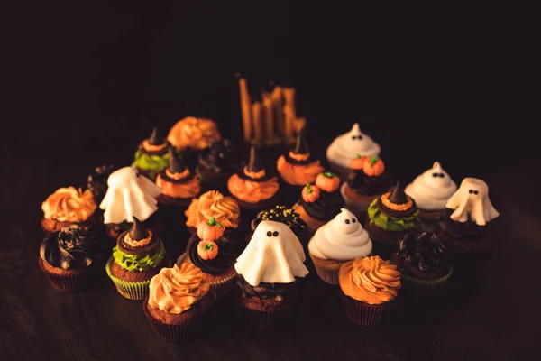 Traditional halloween cupcakes Royalty Free Stock Images