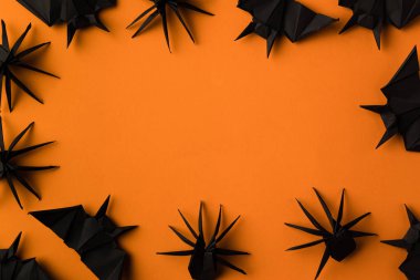 halloween frame with spiders and bats clipart