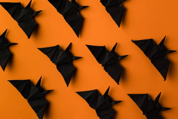 Texture with halloween origami bats — Stock Photo, Image