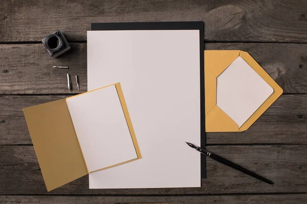 Composition of blank papers for invitations — Stock Photo, Image