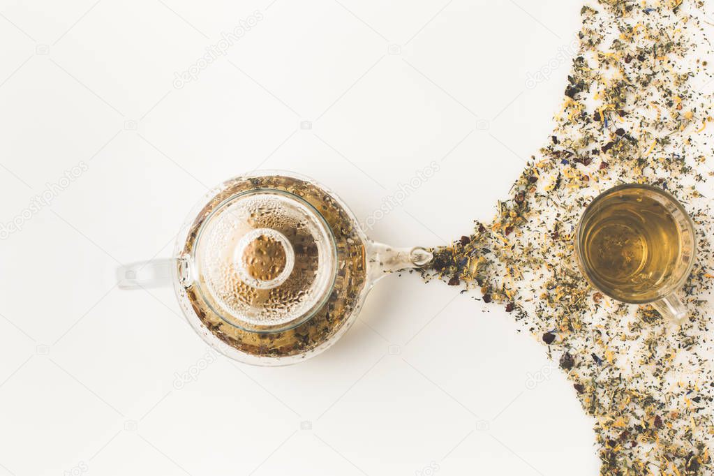 herbal tea in glass teapot