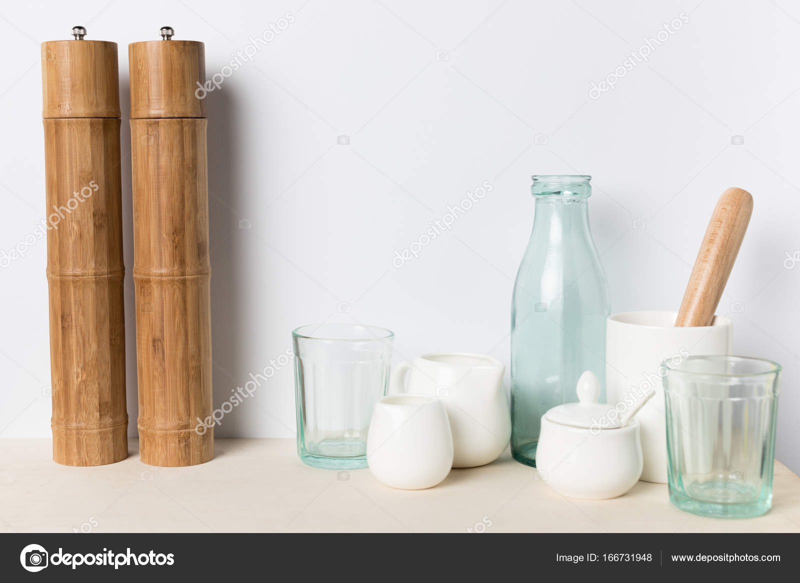 Empty glass and ceramic utensils — Stock Photo © AntonMatyukha 166731948