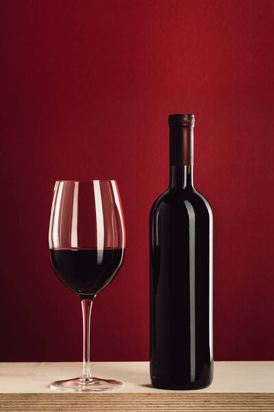 glass and bottle of red wine 