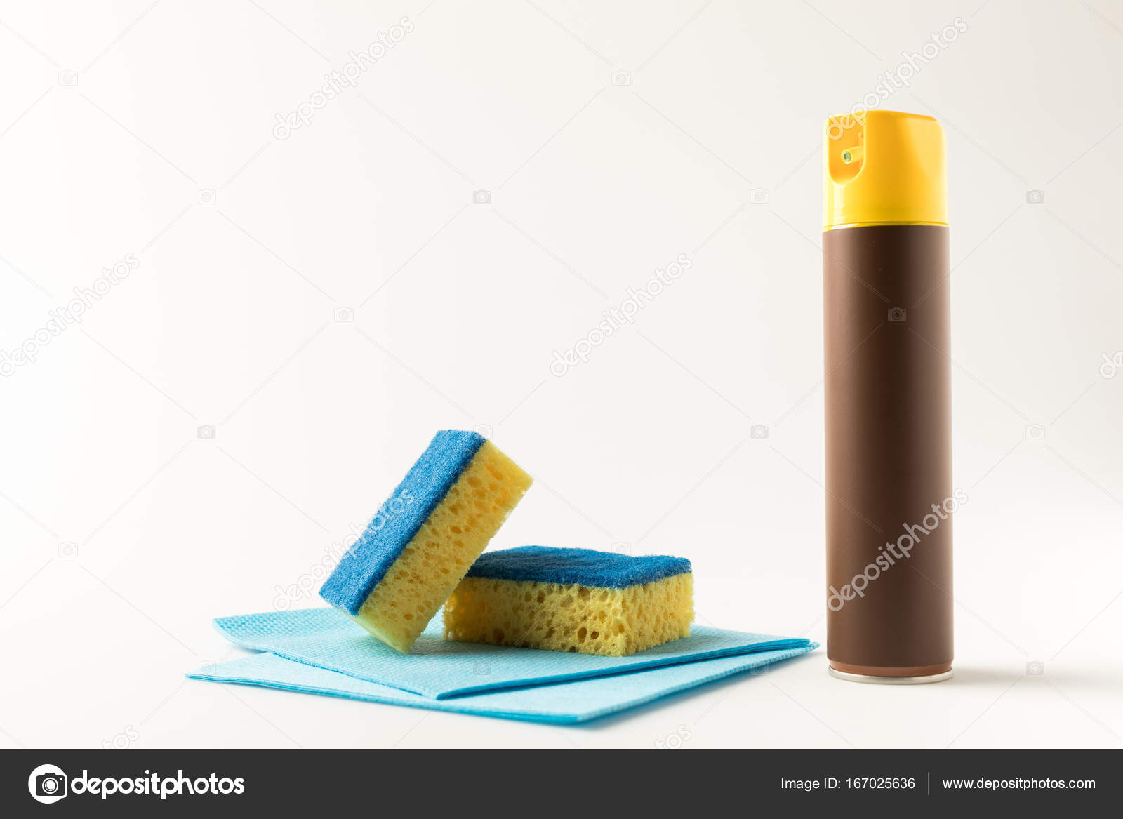 Cleaning product and sponges — Stock Photo © AntonMatyukha 167025636