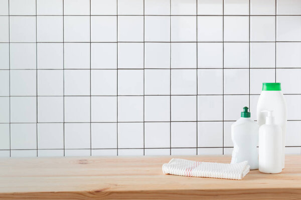 cleaning products on tabletop