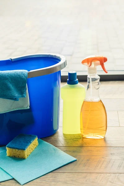 Cleaning products and bucket — Stock Photo, Image