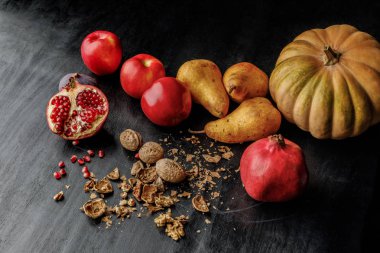 organic autumnal fruits clipart