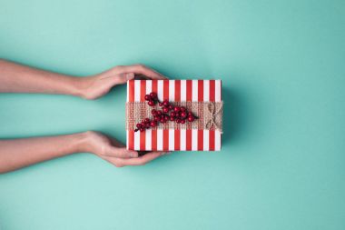 Noel hediyesini tutan eller