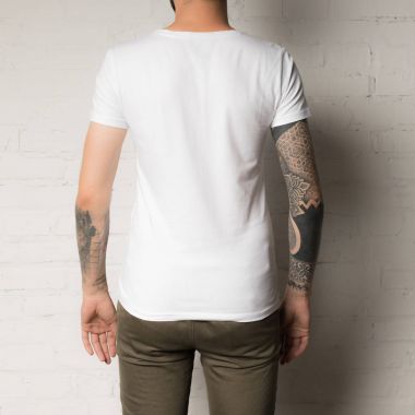man in blank white t-shirt clipart