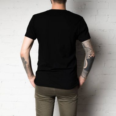 man in blank black t-shirt clipart