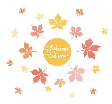 round frame of autumnal leaves clipart