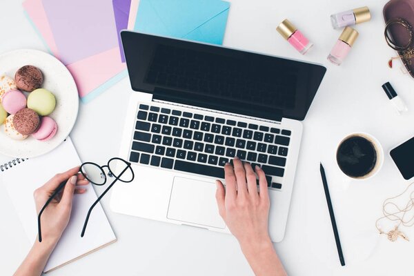 woman using laptop