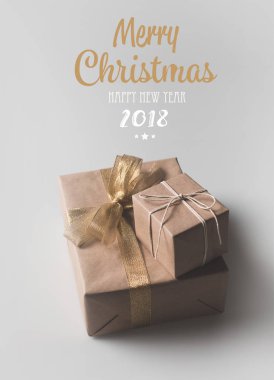 Christmas presents in craft paper clipart