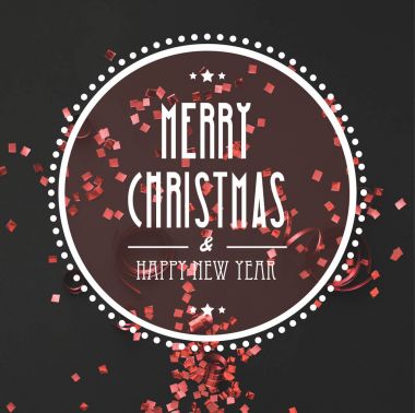 Kırmızı konfeti ile Noel tebrik 