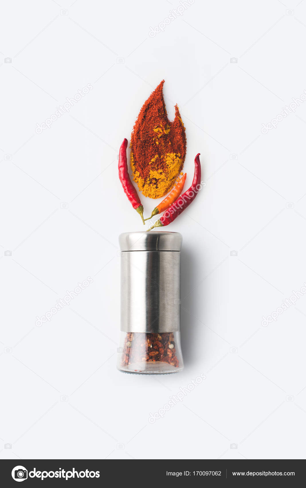 Pepper grinder with paprika and curry — Free Stock Photo