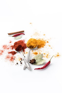kaşık pul biber ve köri ile