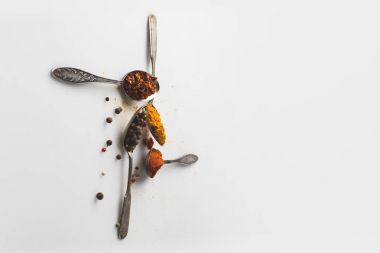 Kaşık ile çeşitli baharatlar