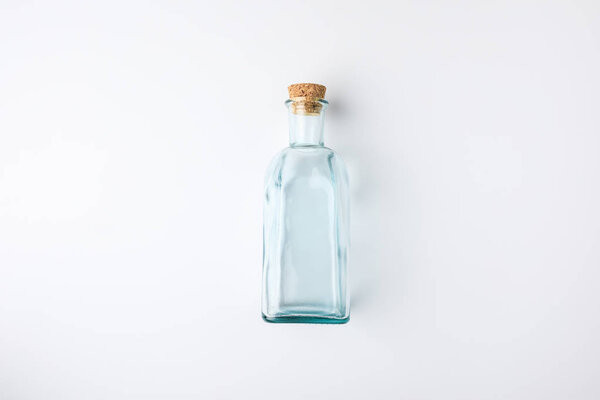 transparent glass bottle with cork