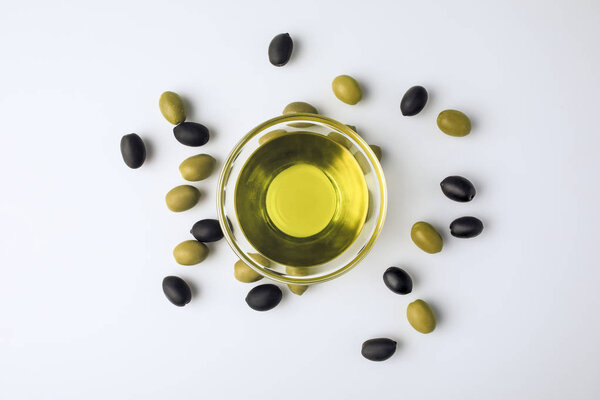 glass bowl with olive oil  