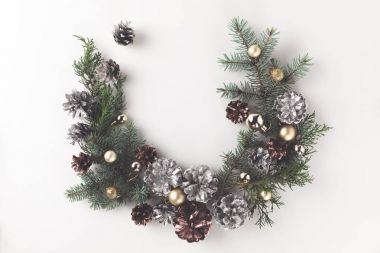 christmas wreath made of fir branches clipart